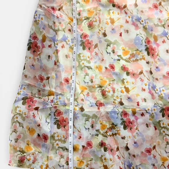 MELLODAY Women's Off White Floral Satin A-Line Maxi Skirt Large NWT - Picture 4 of 7